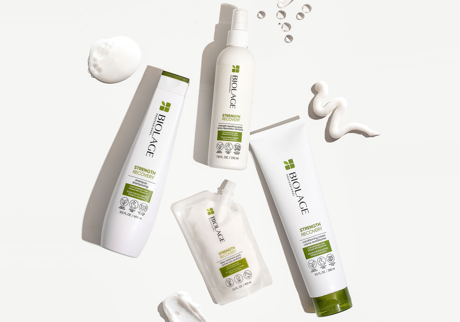 Biolage Strength Recovery Full Range Flatlay with Textures 
